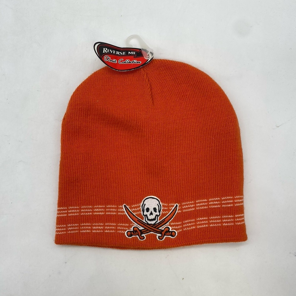 Pittsburgh Pirates Beanie Uncuffed Knit Hat One Size OSFM Orange Reversible